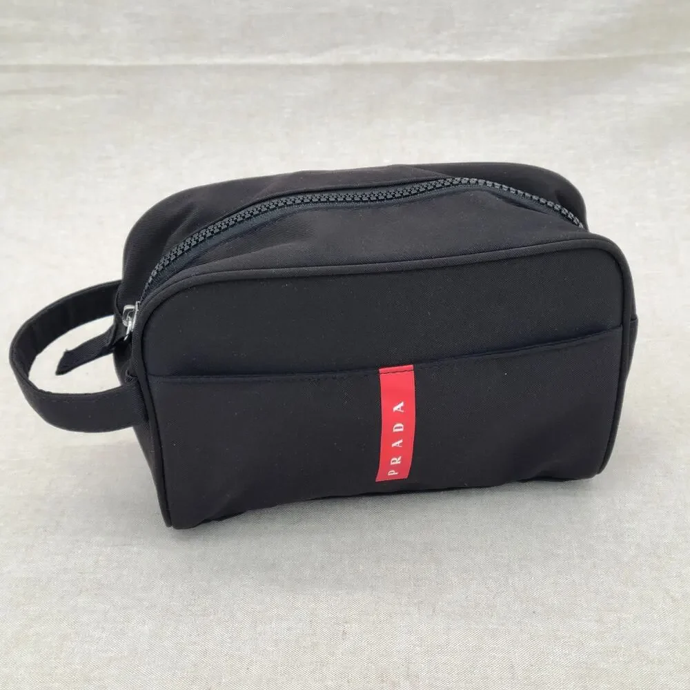 Prada Luna Rossa Ocean Pouch Charcoal Black Travel Toiletry Bag
